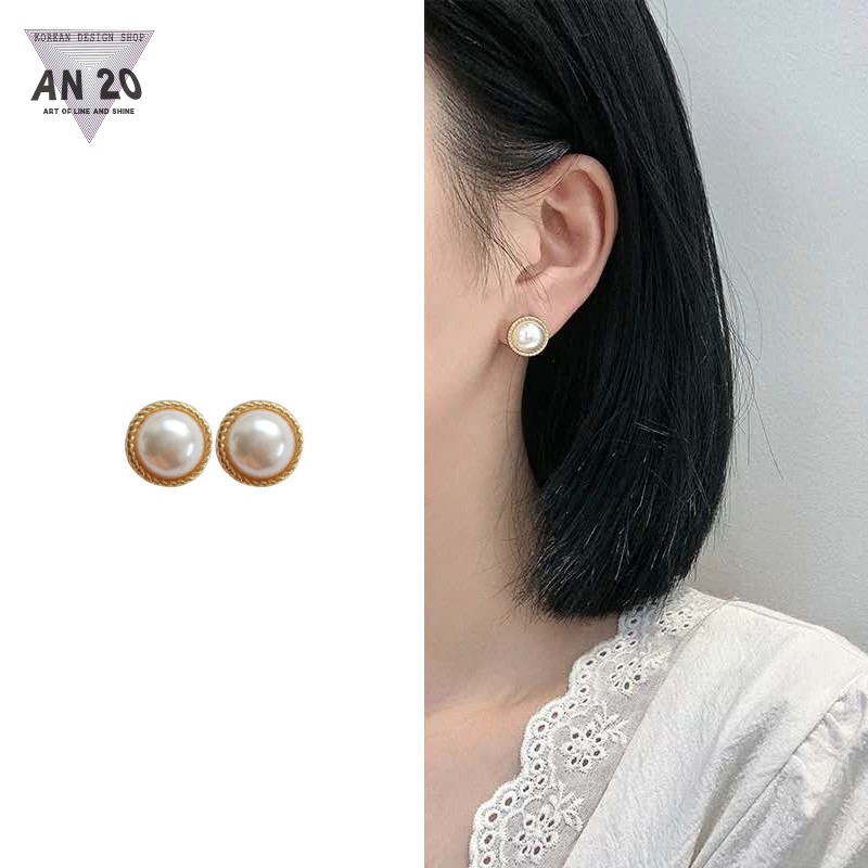Bông tai nữ dáng tròn thiết kế đơn giản Khuyên tai #An20