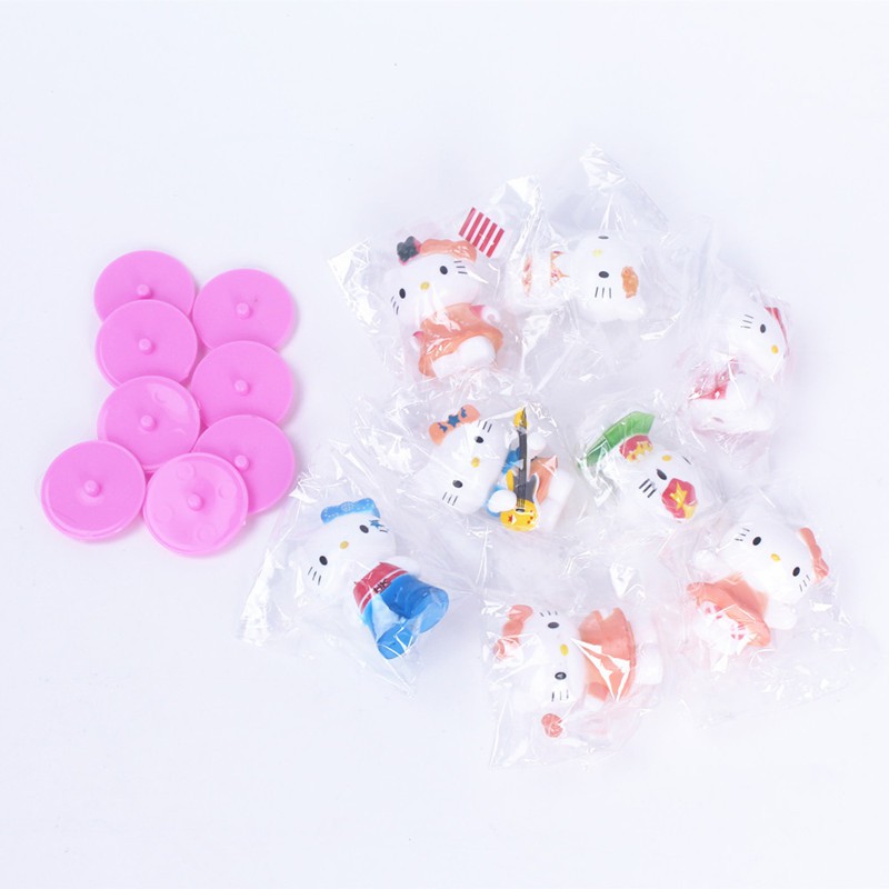 Set 8 Que Cắm Trang Trí Bánh Hình Mèo Hello Kitty