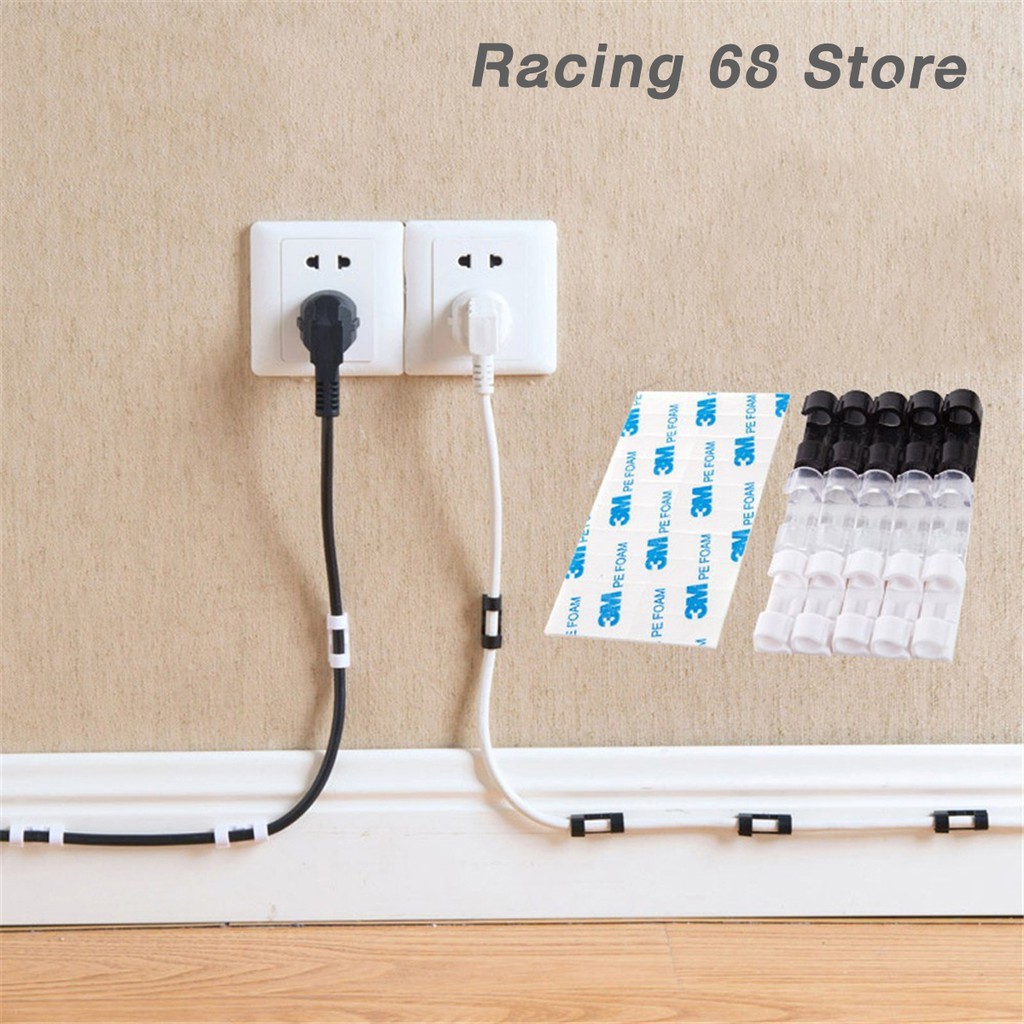 Xả lô 10 Kẹp cố định dây cáp điện dán tường bằng nhựa