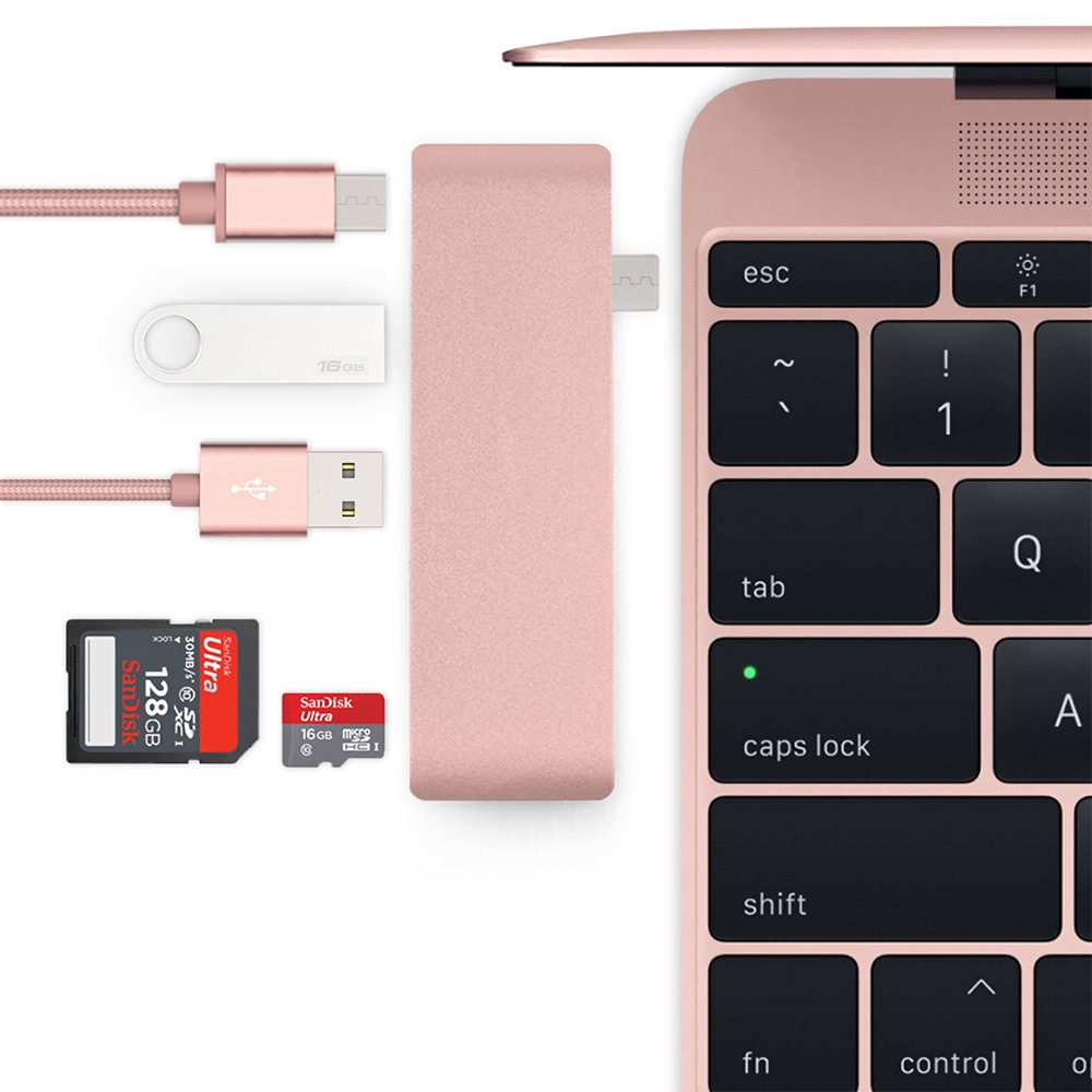 Đầu Đọc Thẻ Nhớ 5 Trong 1 Usb-C Với 2 Cổng Usb 3.0 Micro Sd Type-C Usb 3.0 Cho Macbook Pro Air