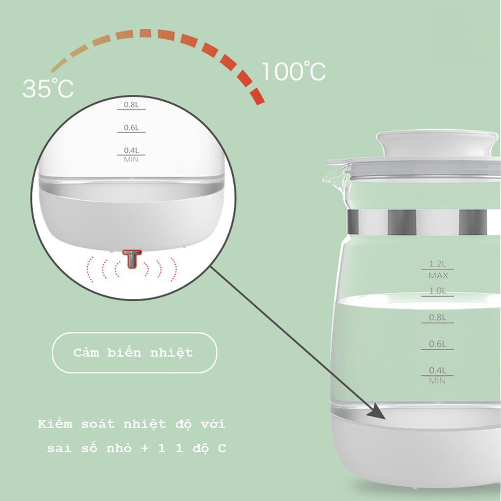 Máy đun sôi, hâm nước pha sữa Misuta thông minh [Khử Clo, sôi siêu tốc, giữ nhiệt 24h, điều khiển từ xa]