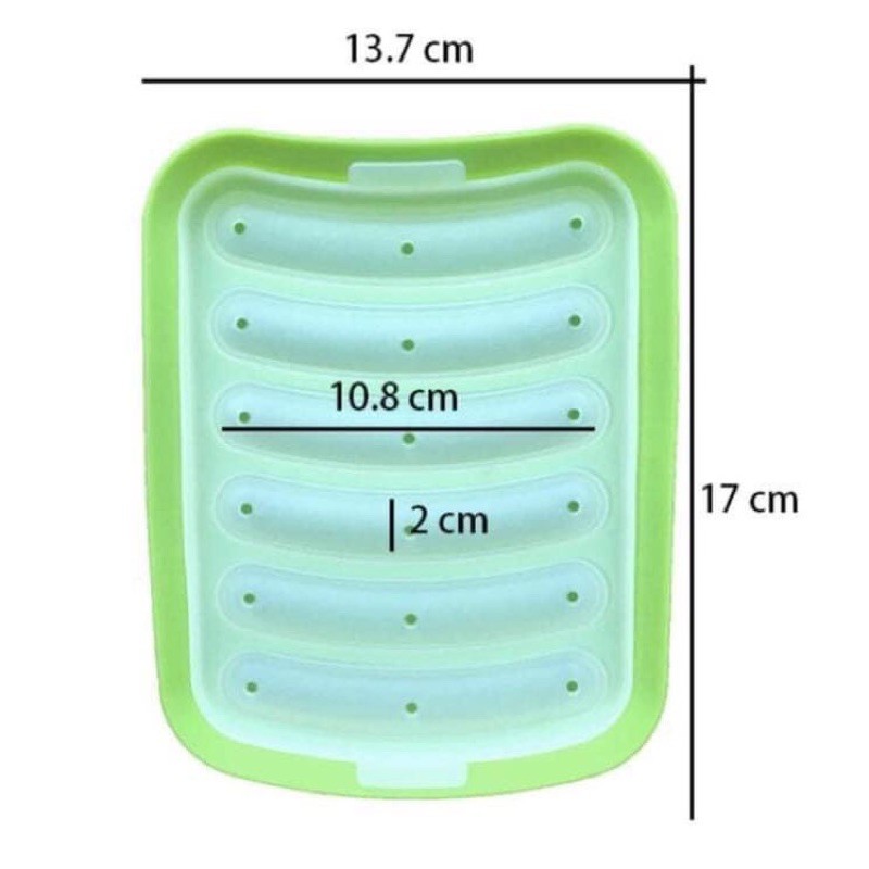 Khuôn làm xúc xích cho bé silicon 6 ngăn tặng công thức