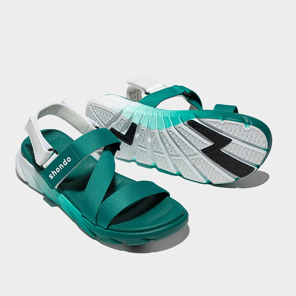 Giày Sandal Nam Nữ Unisex Shondo  F6 Sport Ombre Đế 2 Màu Xanh Trắng F6S0330