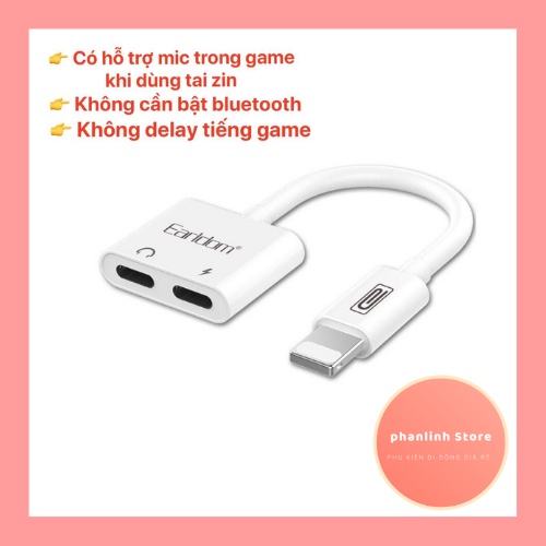Jack Chuyển Đổi + Giắc Chia Cổng IP7/8/X/11 Thành Cổng Sạc + Cổng Tai Nghe + Hỗ Trợ Mic Trong Game