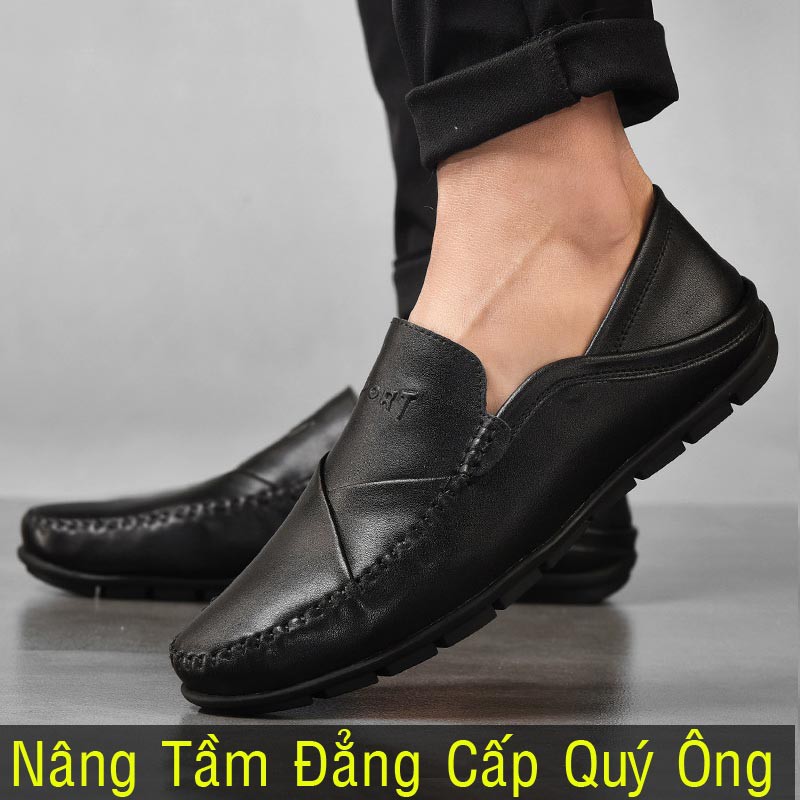 Giày lười nam hàng hiệu da bò cao cấp nhập khẩu Italy 2021 LZ071 - giày mọi da thật
