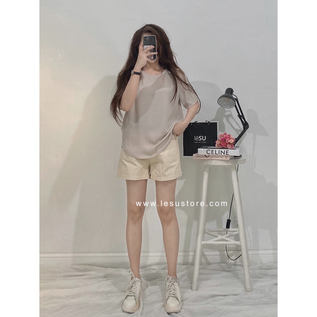 ẢNH TỰ CHỤP Áo voan trơn tay ngắn