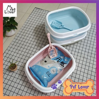 [S-size] Chậu cát mèo, chậu cát vệ sinh cho mèo nhỏ, chắc chắn, màu sác cute, tặng kèm xẻng - Petlover