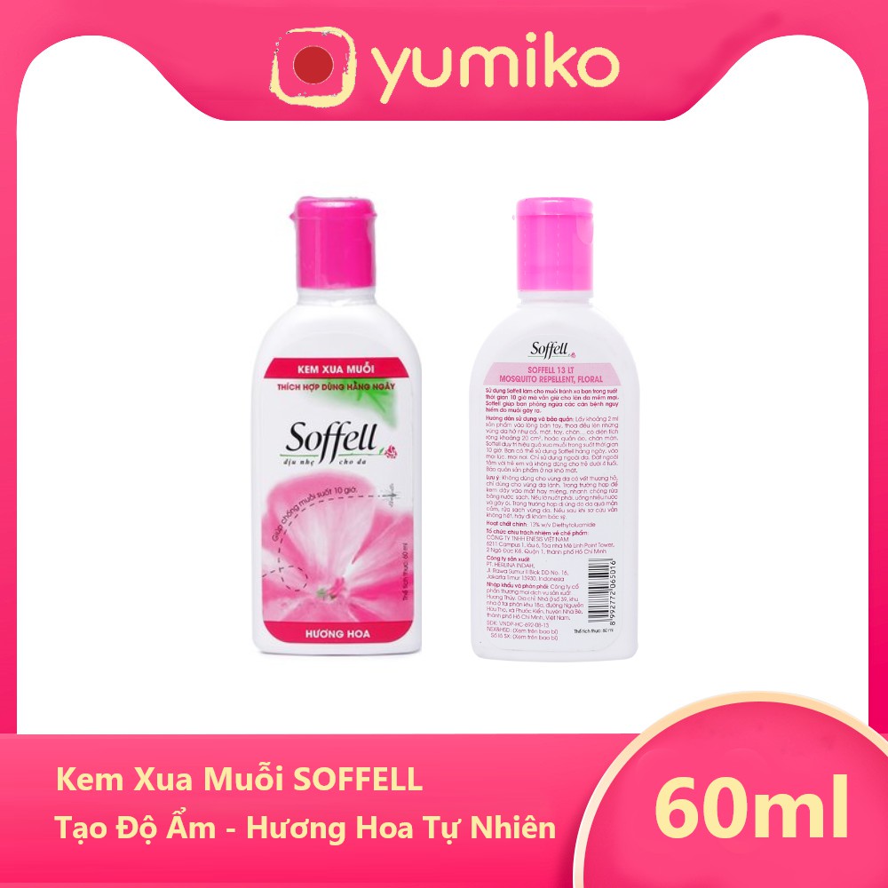 Kem Xua Muỗi Tạo Độ Ẩm Hương Hoa SOFFELL - 60ml