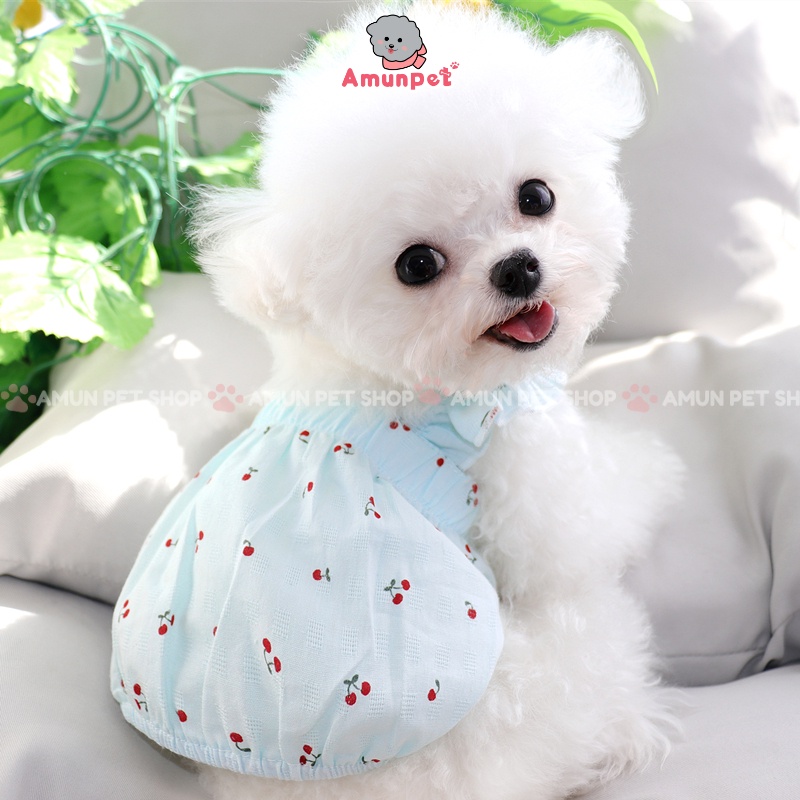 Áo Cho Chó Mèo Hoạ Tiết Quả Cherry Phong Cách Hàn Quốc Dễ Thương Quần Áo Thời Trang Thú Cưng Cao Cấp Giá Rẻ Amun Pet