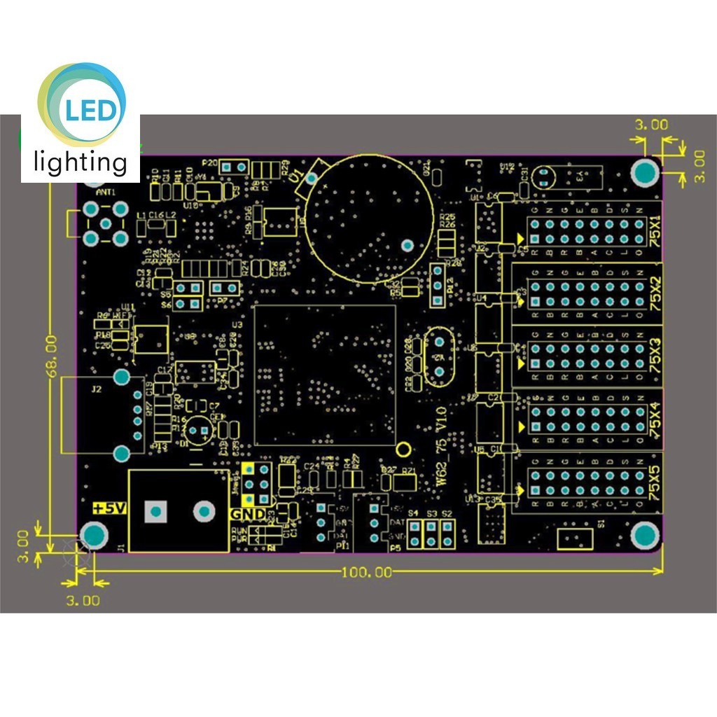 Card điều khiển Led ma trận HD W62-75  5 tầng module led fullcolor
