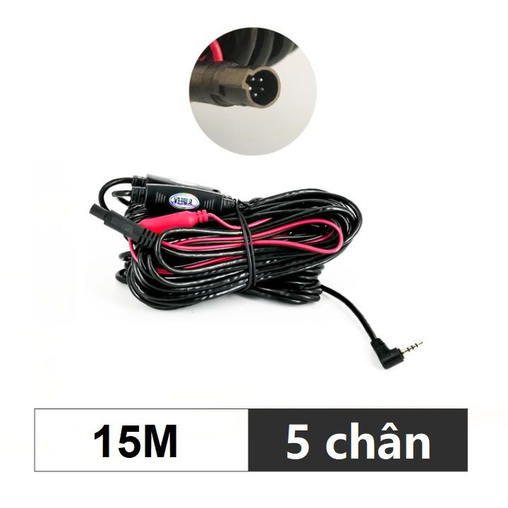 Dây tín hiệu kết nối camera hành trình và camera lùi, jack 2.5mm, 5 chân, dài 15m (Màu đen) | BigBuy360 - bigbuy360.vn