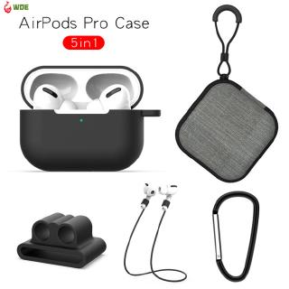Vỏ hộp đựng bảo vệ tai nghe Airpods Pro bằng silicone mềm + khóa + dây + vòng đeo tay + túi đựng