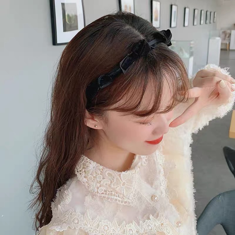 Băng Đô Cài Tóc Đính Nơ Đen Đơn Giản Thời Trang Hàn Quốc 2022 Cho Nữ