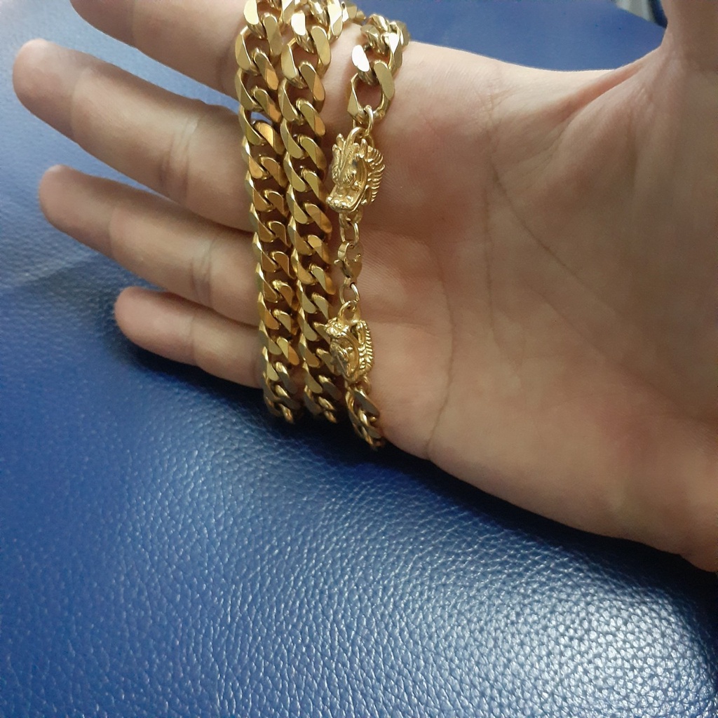 Dây chuyền nam inox kiểu lặc 9mm vát canh 2 đầu rồng siêu đẹp, bền màu - Thể hiện đẳng cấp phái mạnh