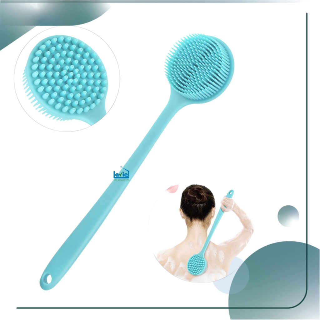 Bàn chải chà lưng cán dài làm sạch cơ thể bằng silicon