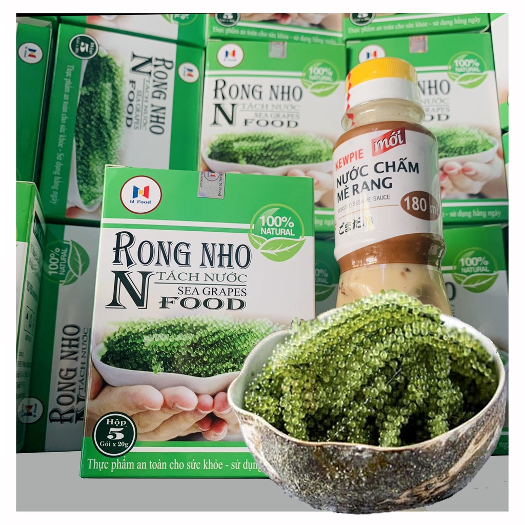 Rong Nho Tách Nước NFood Hộp 120gram (6 Gói x 20g )  Giòn Ngon - Giàu Dinh Dưỡng + Tặng Xốt Mè