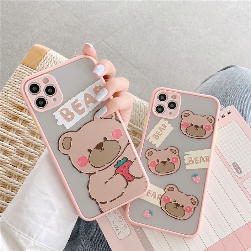 Ốp lưng iPhone 7 Plus /8 Plus/7/8/6/6 plus/6s/6s plusX/Xs/Xr/Xs Max/11/11 promax/12/12 promax mẫu nhám Bear xinh xắn