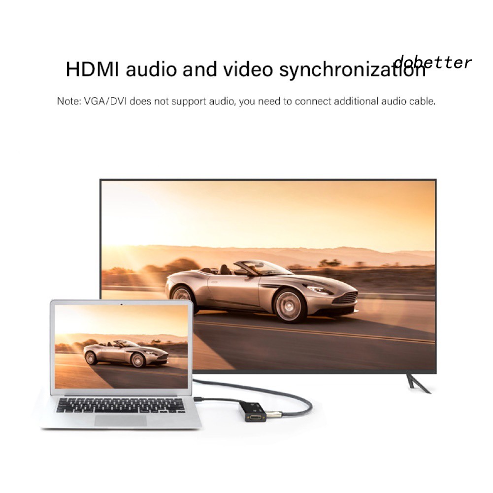 DOH_Portable Mini 1080P DP to HDMI VGA DVI Cable Adapter Converter for Macbook Pro