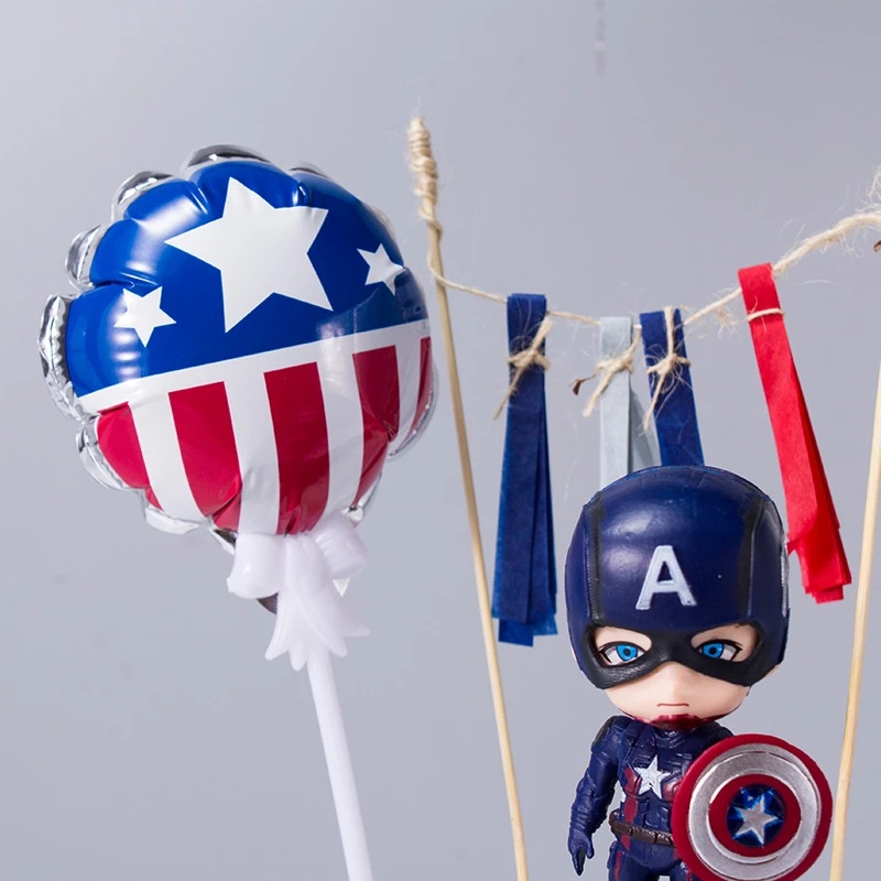 Mô Hình Nhân Vật Người Nhện/Người Sắt Trong Phim The Marvel Avengers Trang Trí Bánh Kem