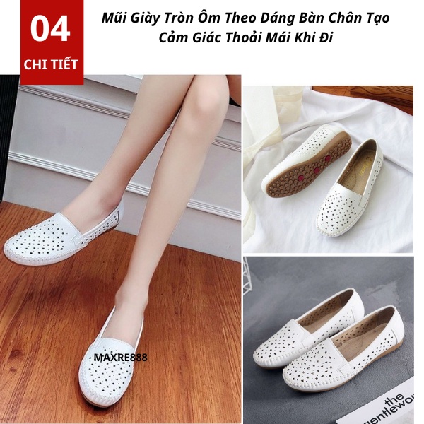 Giày lười da nữ cao cấp thời trang Hàn Quốc thoáng khí siêu bền đẹp êm chân thoải mái đi làm đi chơi