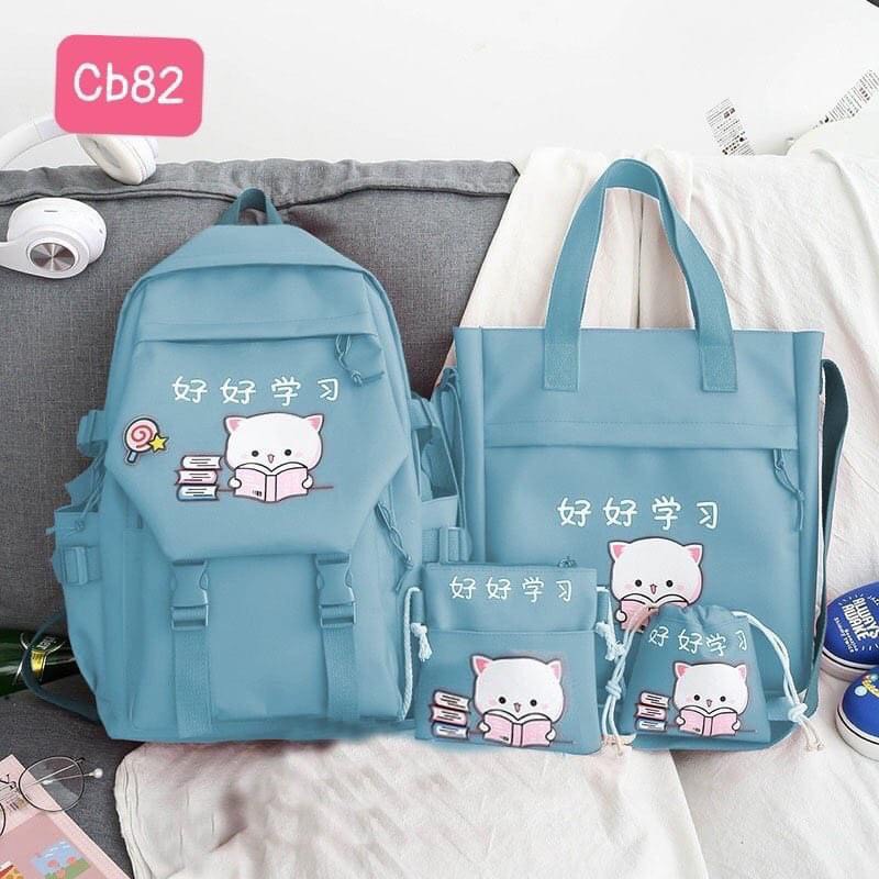 Set 4 Món Balo Túi Thời Trang Đi Học Giá Rẻ_CB82