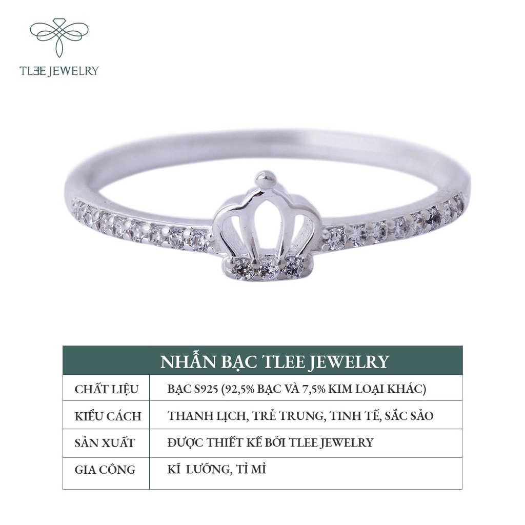 Nhẫn bạc nữ TLEE vương miện mini xinh xắn NCJ A0116