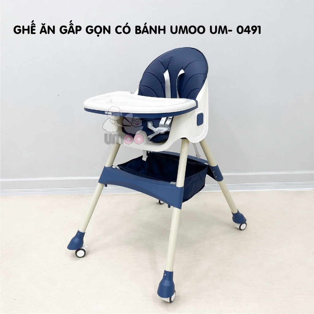 Ghế Ăn Dặm Umoo UM-0491 / UM-5117 2 Nấc Gấp Gọn An Toàn Cho Bé