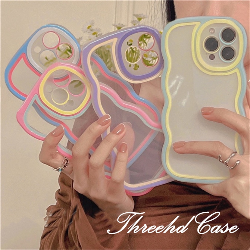 Ốp Điện Thoại Họa Tiết Gợn Sóng Màu Kẹo Ngọt Dành Cho iPhone 14 13 12 11 Pro Max SE2020 X XR Xs Max 7 8 6 6s Plus