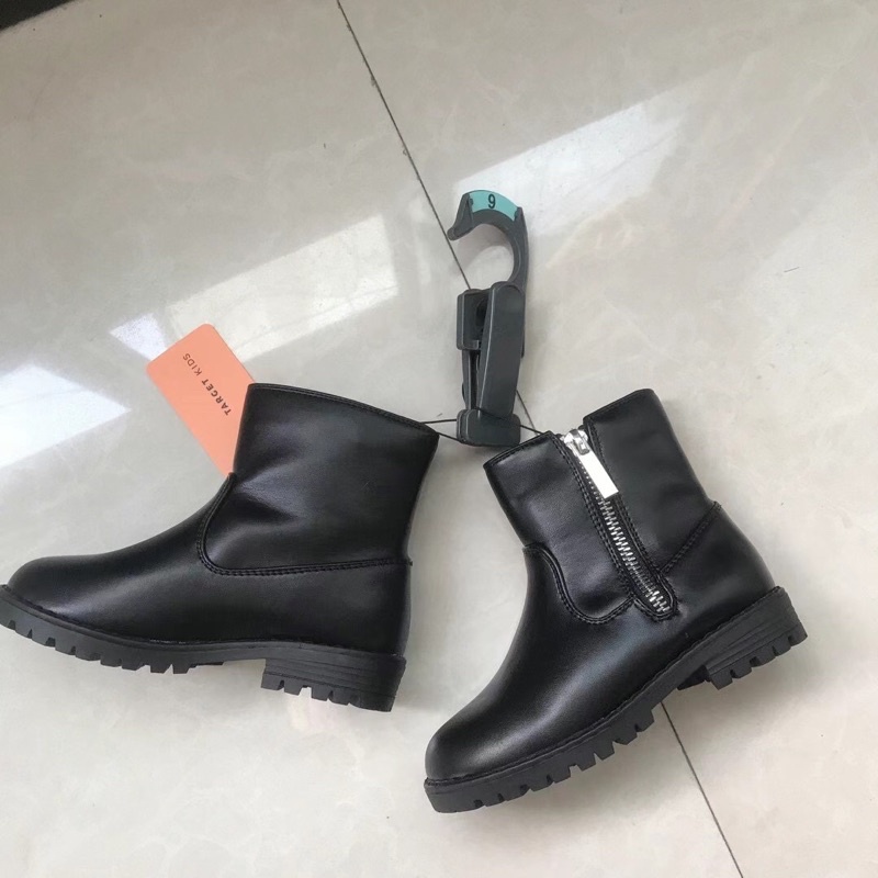 Giày cao cổ bé gái  Bốt cổ ngắn bé gái da thật đế êm chính hãng 0821