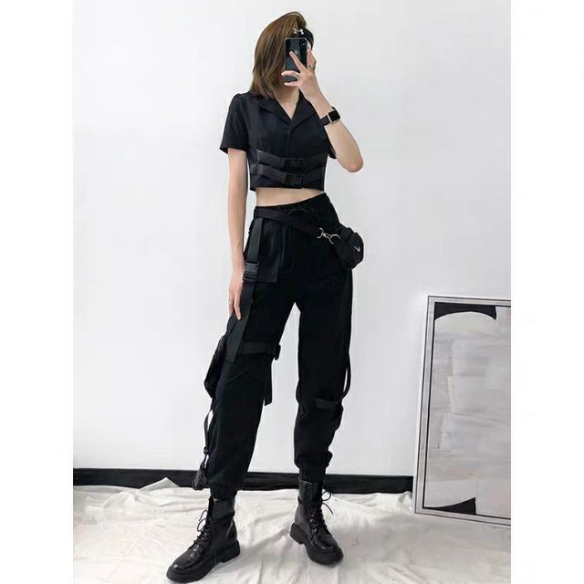 Quần jogger đai túi hộp unisex hip hop