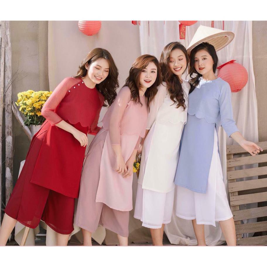 HÀNG HOT - Áo Dài Cách Tân Nữ Trơn Đỏ | BigBuy360 - bigbuy360.vn