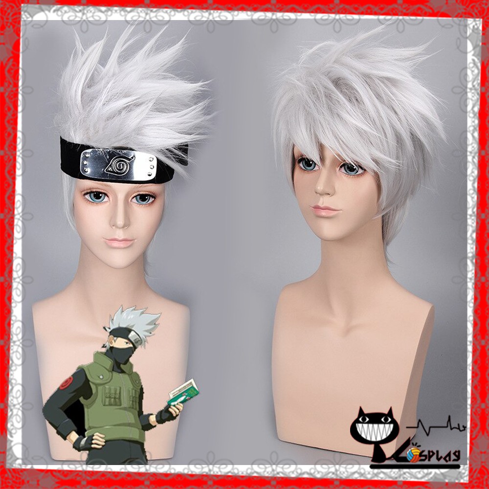 [sẵn] Wig/tóc giả cosplay Kakashi - Naruto màu trắng bạc [Miu Cosplay]