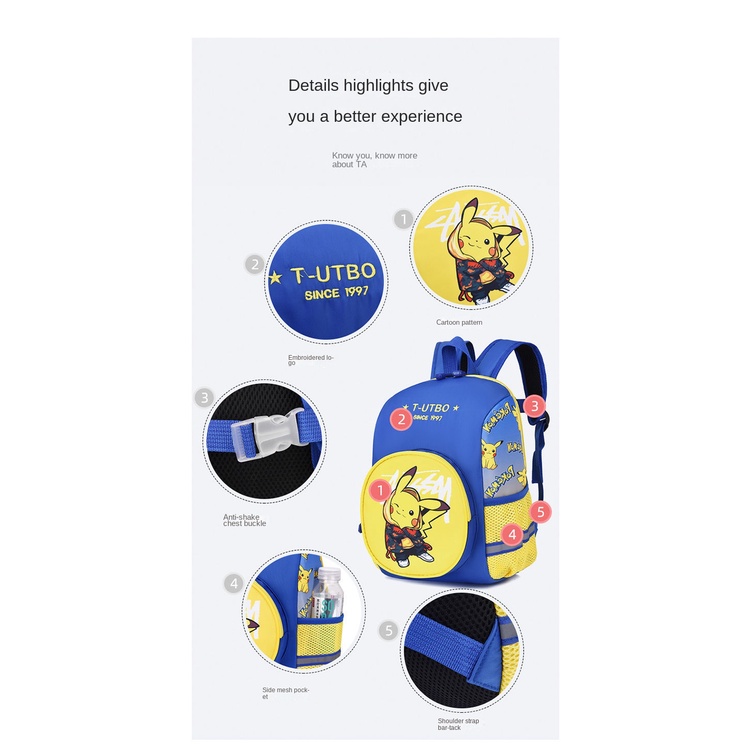 ♛Balo Đi Học Họa Tiết Hoạt Hình Pikachu Người Nhện Captain Barking Cho Bé