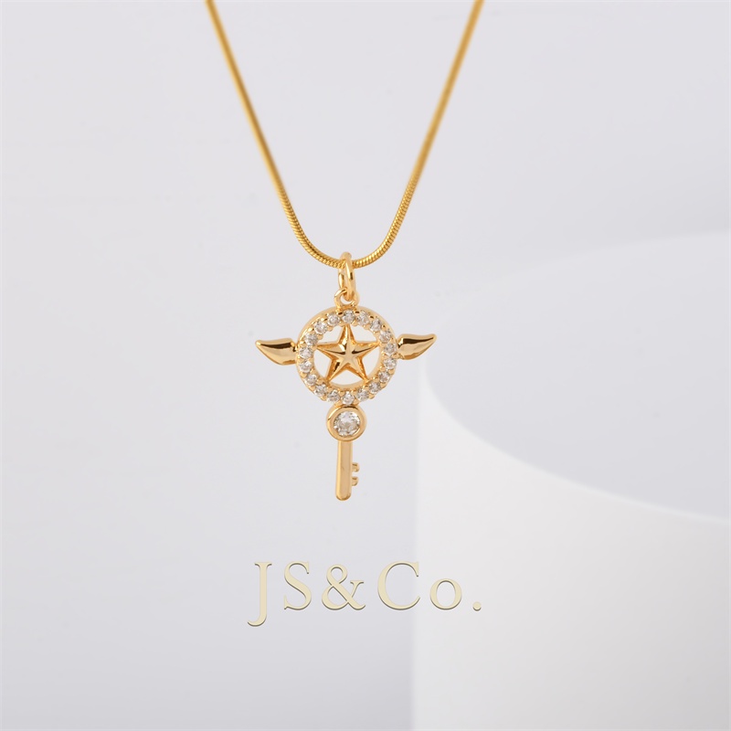 Js & Co. Vòng cổ Mạ Vàng 18K Mặt Thẻ Bài Sakura Mokona 242N
