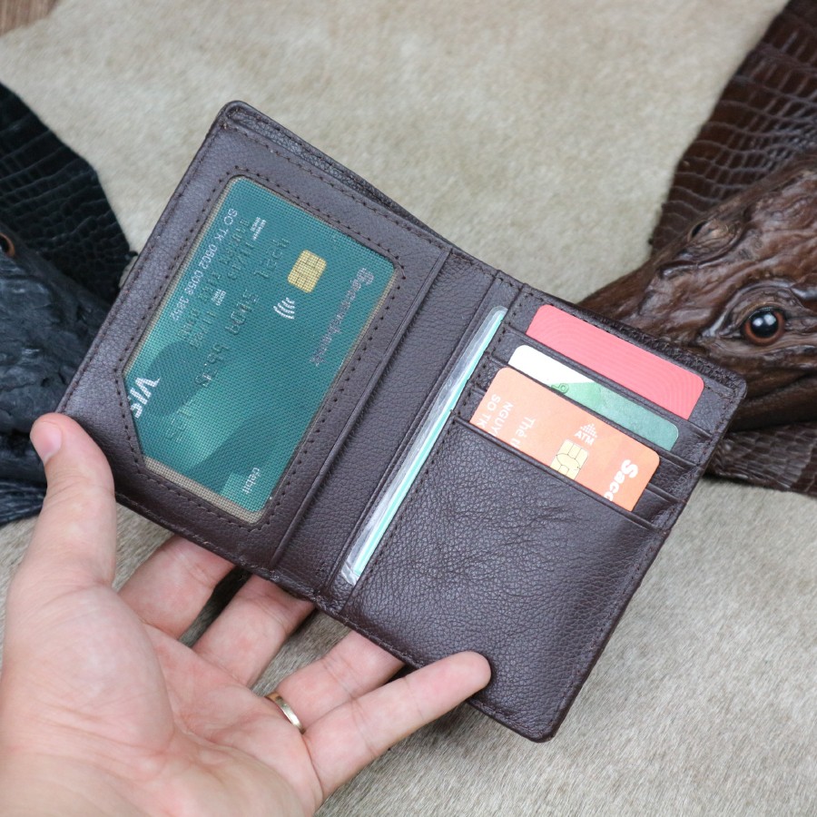 Ví nam đứng cá sấu thật cao cấp Konavis làm từ phần gù đầu cá sấu màu nâu sang chảnh - CB01-02G