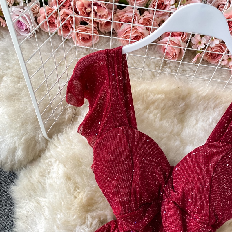 🌸Hàng Order🌸 Váy Đầm Dáng Xòe Tay Cánh Tiên Lấp Lánh Tiệc Cưới Trẻ Trung Nữ Tính 🌸Hàng Quảng Châu