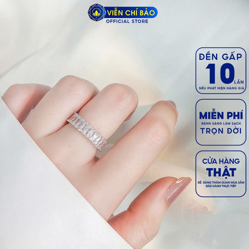 Nhẫn bạc nữ nạm đá chữ nhật bạc 925 thời trang phụ kiện trang sức nữ thương hiệu Viễn Chí Bảo N400784