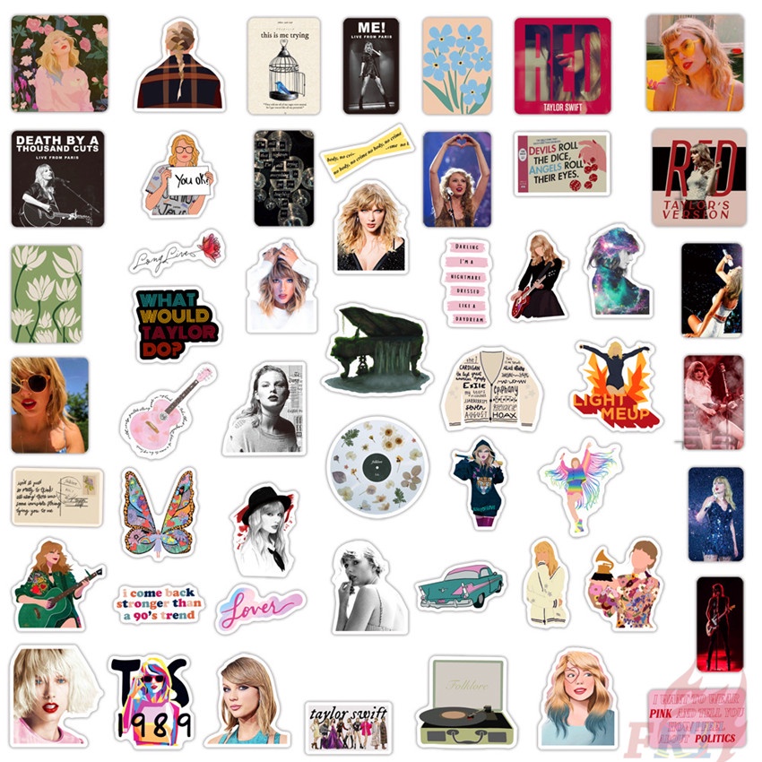 Set 50 miếng dán hình nữ ca sĩ nổi tiếng Taylor Swift dùng trang trí thủ công