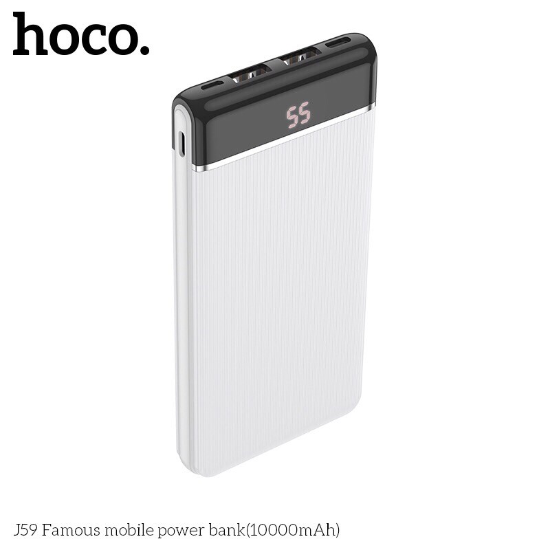Sạc dự phòng 10000mah hoco j59 2 cổng USB màn hình led hiển thị pin