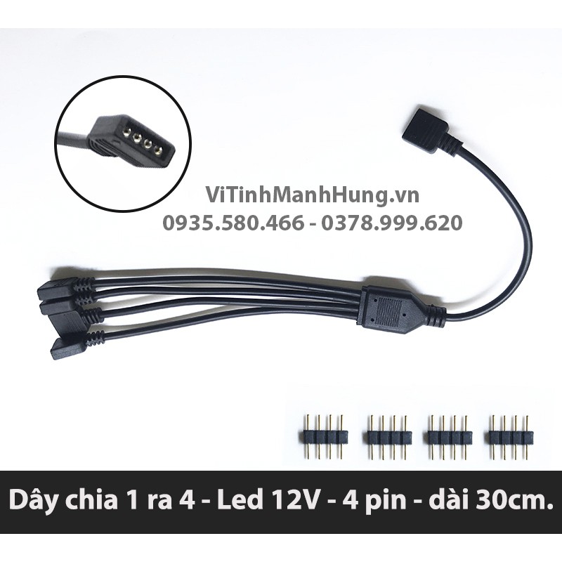 Dây chia 1 ra 4 Led RGB 5V – 12V Mainboard.