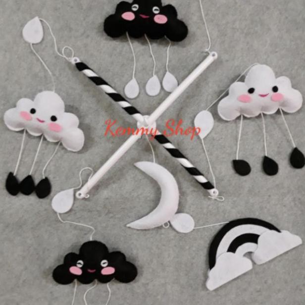 (Cực rẻ) Mẫu treo nôi đen trắng handmade kích thích thị giác cho bé