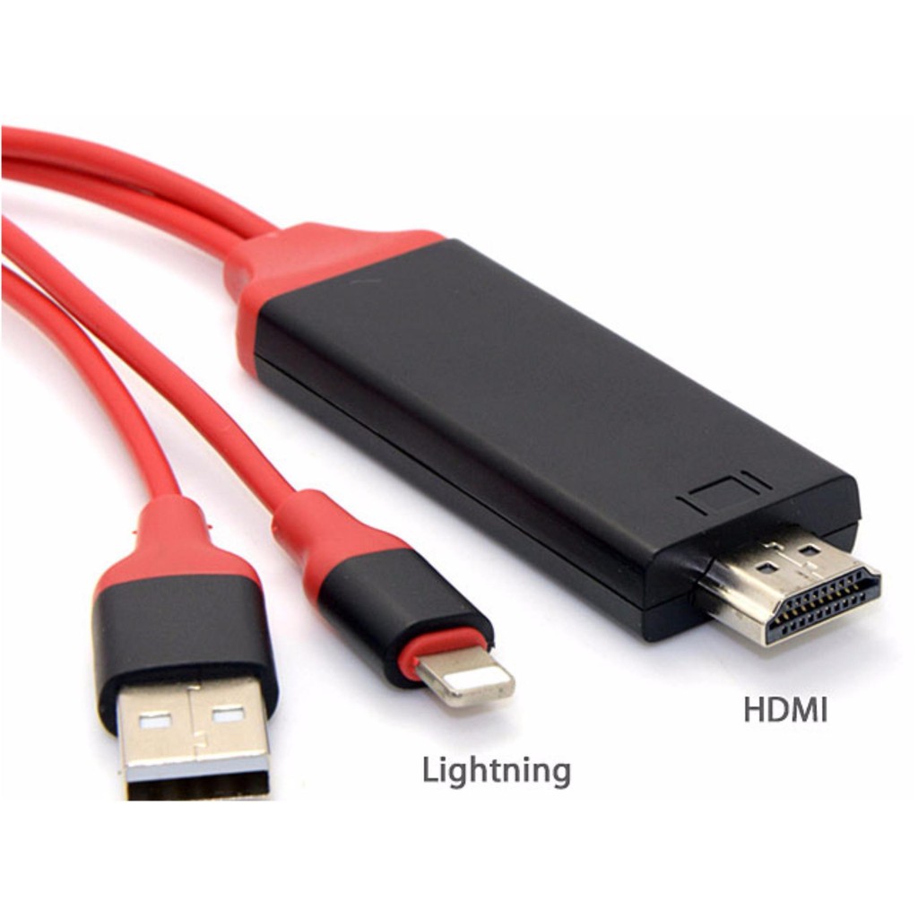 Cáp Lightning HDMI - Kết Nối Điện Thoại Iphone 5,6,7,8, ipad 4,5,Mini Lên Tivi Dài 2M - Lightning To HDTV Cable - IPHDMI