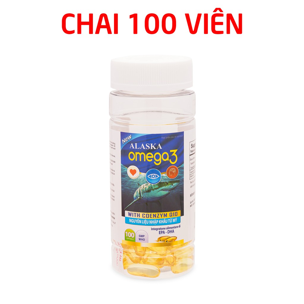 Viên dầu cá Alaska Omega 3 bổ não, sáng mắt, khỏe tim mạch - Hộp Xanh 100 viên | BigBuy360 - bigbuy360.vn