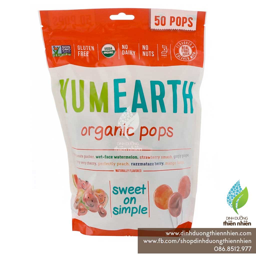 [TÚI NGUYÊN] Kẹo Mút Trái Cây Hữu Cơ Yum Earth Organic Lollipops