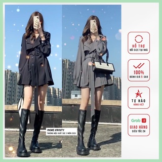 Áo khoác ngoài nữ đen, xám tay chuông thắt đai eo [Thương hiệu MFF.vn] - Hàng thiết kế - thumbnail