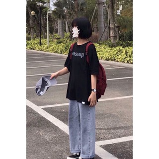 Quần Jean ống rộng ANHMINHCHAU Jean Lưng Cao Dáng Suông Ulzzang QD69