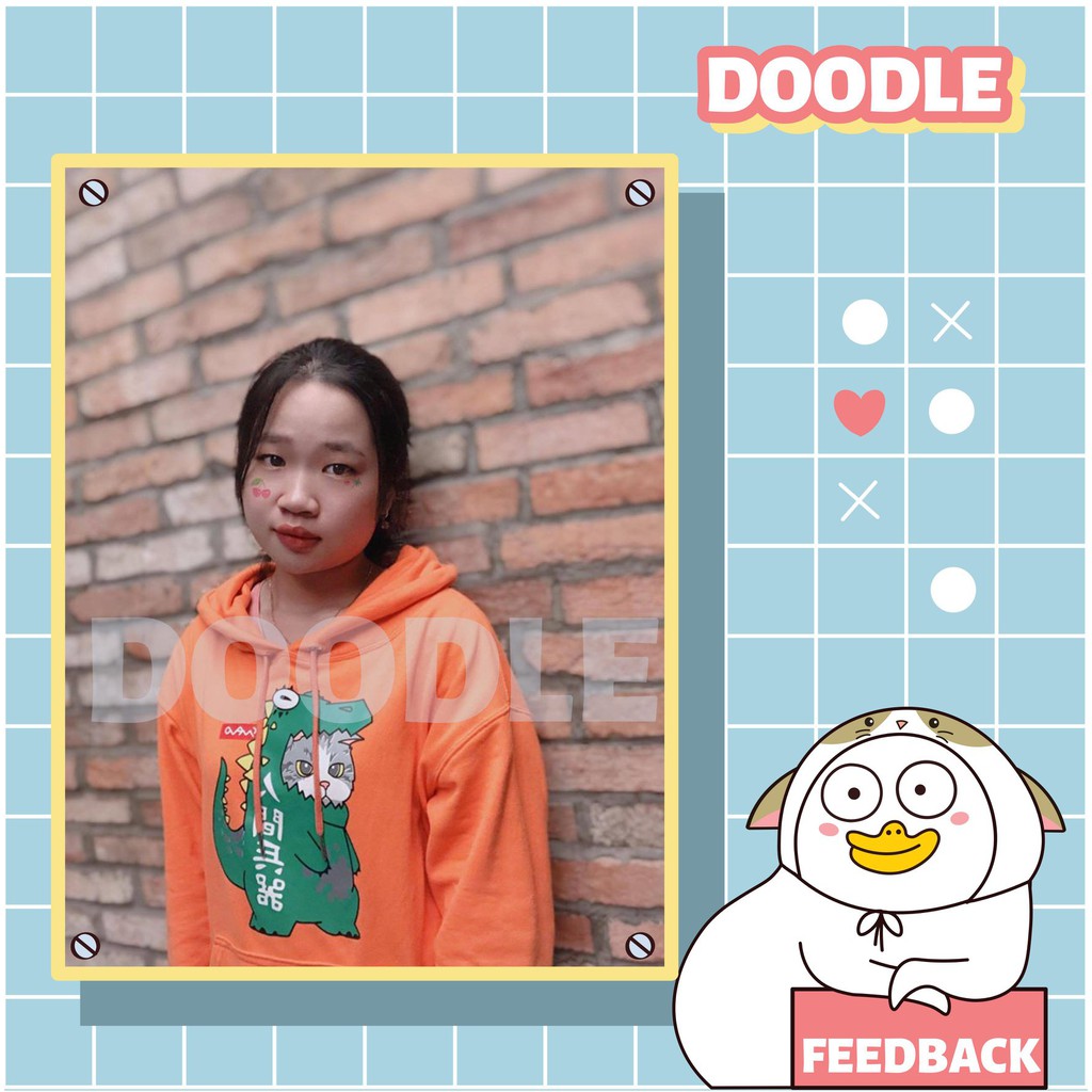 Áo Hoodie nam nữ màu cam cà rốt khủng long xanh siêu cute