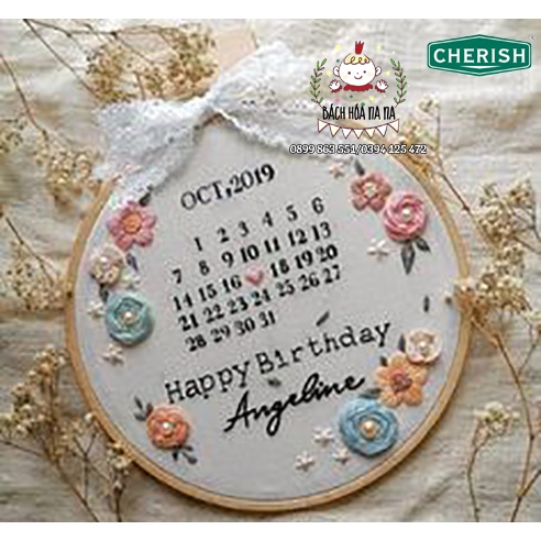 DIY bộ KIT tập thêu tay Chúc mừng sinh nhật handmade GÓI NGUYÊN LIỆU TỰ THÊU Bách hóa na na