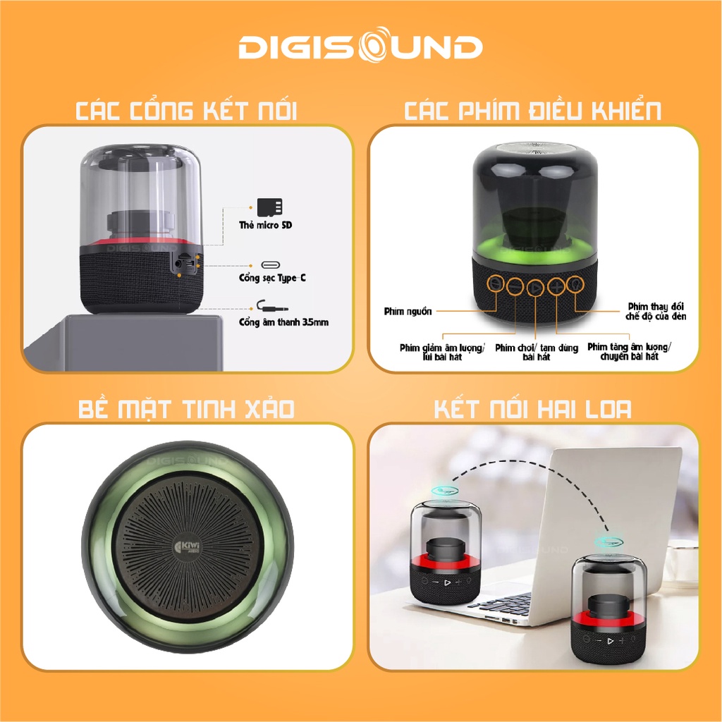 Loa bluetooth mini cầm tay tương thích nhiều thiết bị, nghe nhiều thể loại nhạc, Kiwi IS02plus