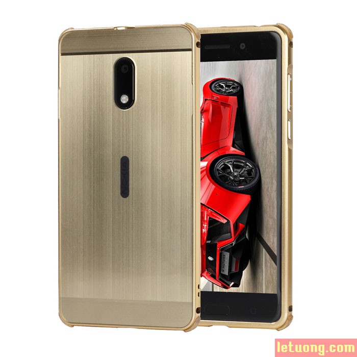 Ốp lưng Nokia 6 LT Metal nhôm phay + Dán lưng Carbon